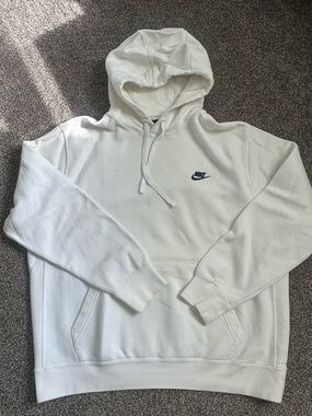 Nike White Hooded Sweatshirt with Black Swoosh